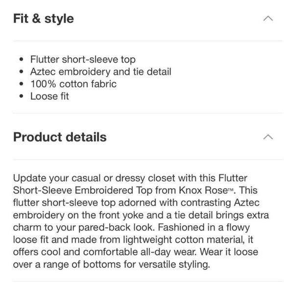 Size L Women's Flutter Short Sleeve Top Knox Rose - Picture 6 of 6